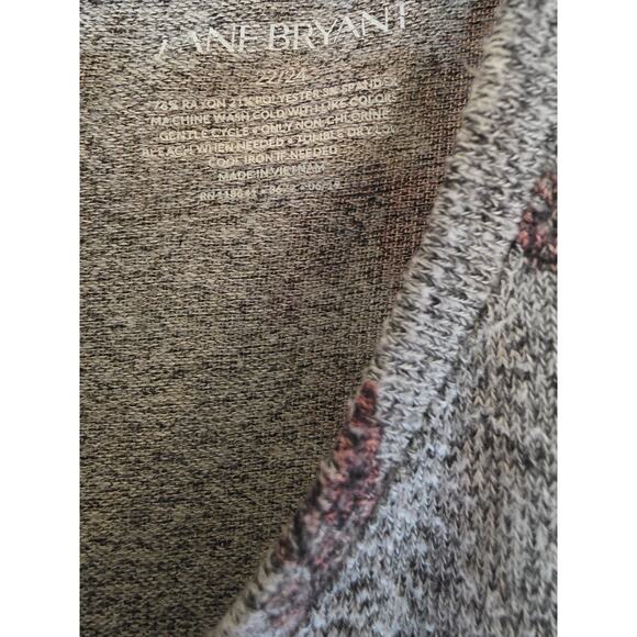 Lane Bryant Long Sleeve Top 22/24 Womens Plus Size Gray Floral V Neck Pullover - Picture 3 of 5